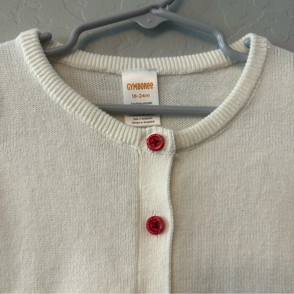 Gymboree white button front cardigan with watermelon embroidery 18-24 months